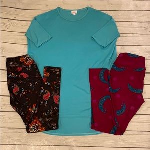 LuLaRoe XXS Irma and two pairs of OS leggings